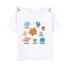 Space Planet Astronaut Cartoon Pattern Summer Childrens Tshirt Short Sleeved Round Neck Top Childrens Boys and Girls Clothing