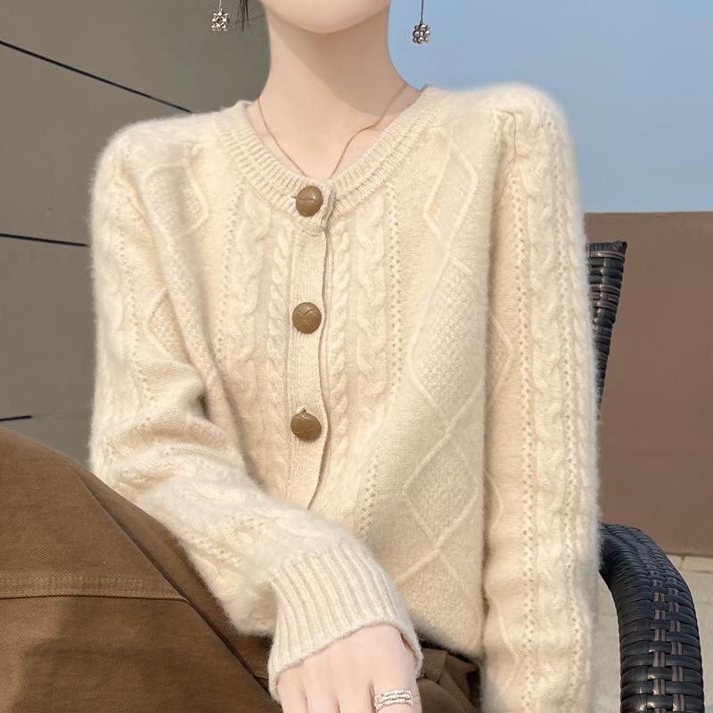 

QingHe Cashmere Женский кардиган из 30% кашемира - Мягкий и теплый свитер из шерстяной смеси L