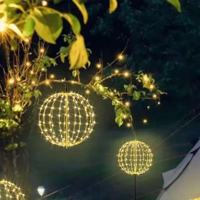 Weihnachts-LED-Lichterkugeln, hängende Baumkugel, Licht, flach zusammenklappbar, Metallrahmen, Kugellicht, Weihnachtsdekoration für drinnen und draußen