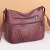Braided Detail PU Leather Crossbody Bag, Women's Multi-Pocket Shoulder Purse, Fashion Soft Handbag
