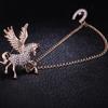 Alloy Wing Horse Chain Brooch Zodiac Pony Pins Women Men Clothing Accessory Suit Lapel Corsage  Year Gift