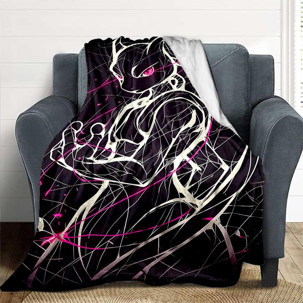 1PC Mega Evolution, Dark Pokémon Outdoor Blanket Lightweight Flannel, Soft & Warm, All-Season Use for Sofa, Outdoor, Camping, Living Room, Office33