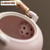 230ML Antique Pink Peony Flower Ru Kiln Lifting Handle Teapot Tea Infuser Pot Tea Brewing Kettle With Filter Chinese Tea Set