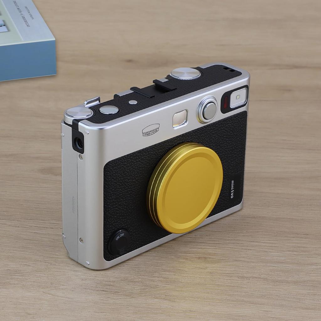 Haoge Metal Lens Cap for Fujifilm Instax Mini Evo Film Photo Camera Accessory Lens Gold Cover,
