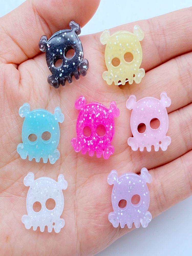10Pcs New Cute Mini Halloween Skull Series Flat Back Resin Cabochons Scrapbooking DIY Jewelry Craft Decoration Accessories