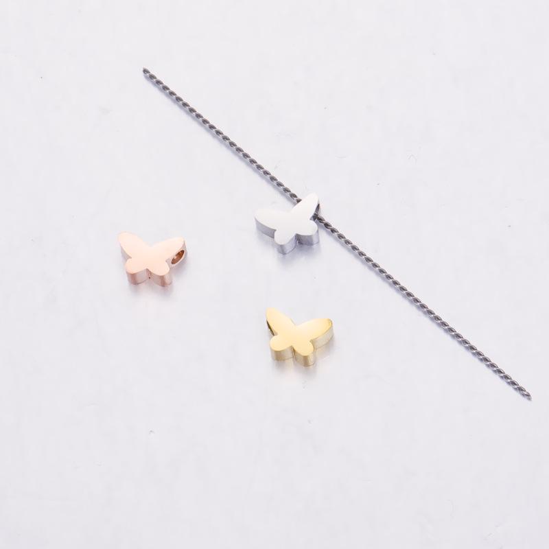 Mirror Stainless Steel Butterfly Pendant - DIY Jewelry Accessory with Small Hole Bead