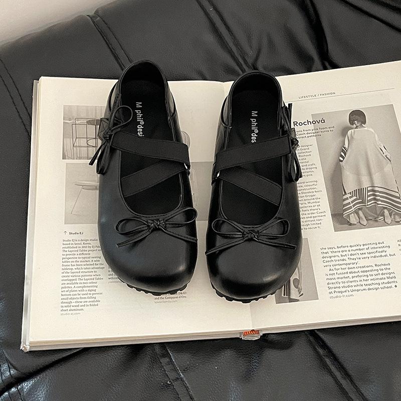 Bow Mary Jane single shoes women's summer new skirt small leather shoes trendy comfortable ballet shoes