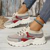 Women's Breathable Woven Sneakers - Lightweight Casual Platform Running Shoes Low-Top Lace-Up Desig Ladies Sneakers