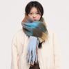 New AC plaid mohair scarf soft waxy warm scarf autumn and winter imitation cashmere shawl women