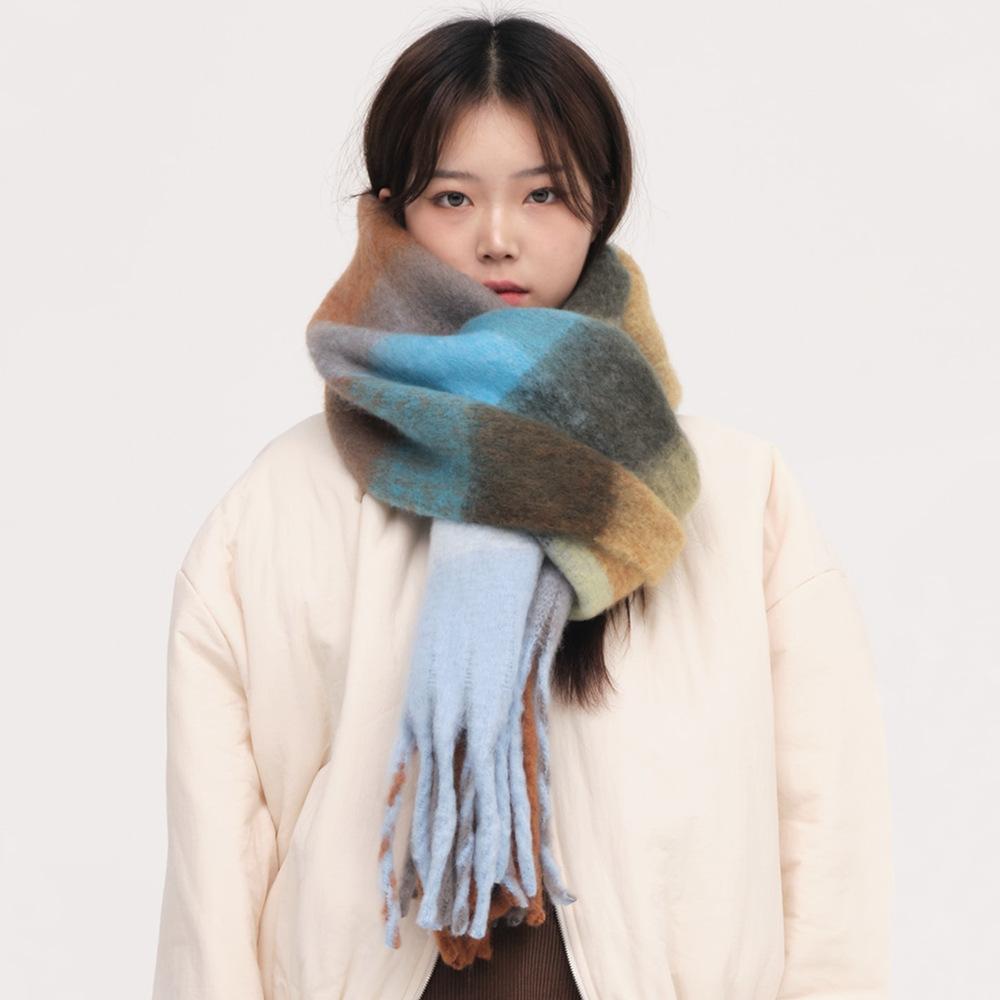 New AC plaid mohair scarf soft waxy warm scarf autumn and winter imitation cashmere shawl women