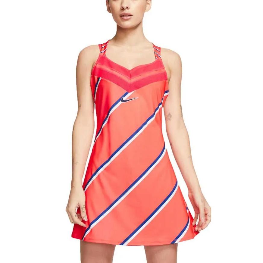 Nike Logo Print Tennis Badminton Sports Dress Women Dresses Orange Red CI9227-644