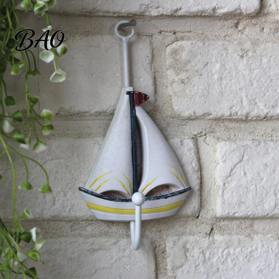 Sturdy Coat Hooks Wooden Wall Hook, Mediterranean Style Decorative Hanger Durable for Home Decor Keys Umbrellas Scarves Small Object Hook