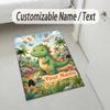 Dinosaur Alphabet Theme Soft Crystal Velvet Rug Custom Name & Text Print Non Slip Floor Rug for Bedroom Living Room