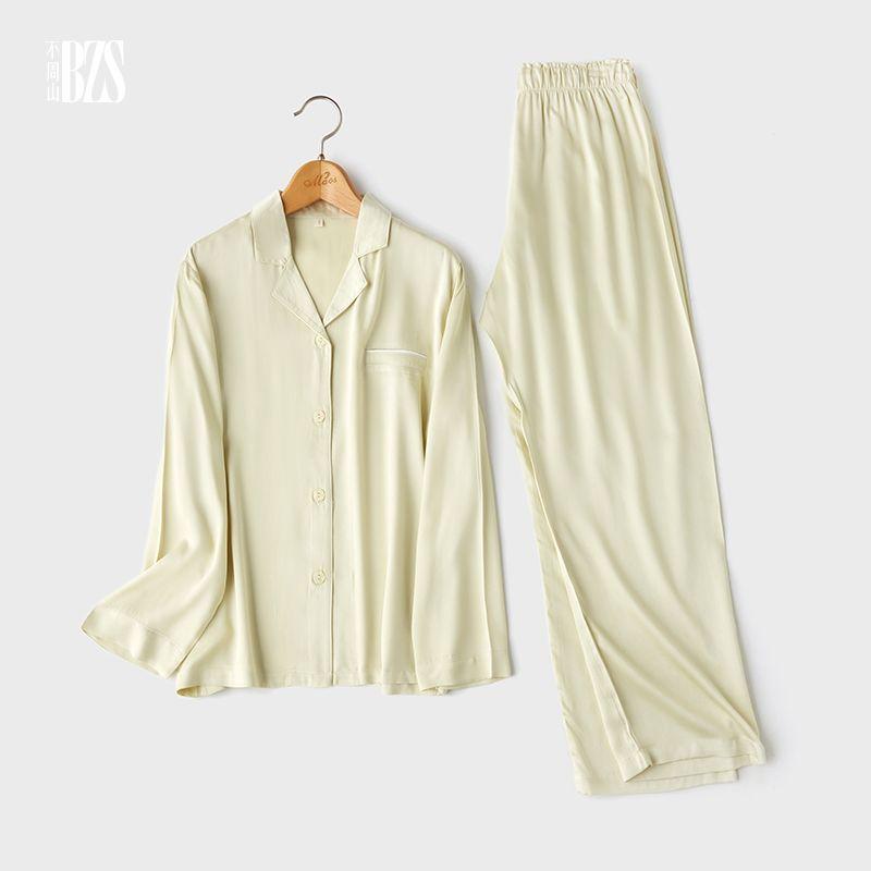 Satin Spring and Autumn Korean Style Tribute Satin Rayon Ice Silk Plus size Long sleeve Set Cotton Silk Men's Homewear Pajamas Couple