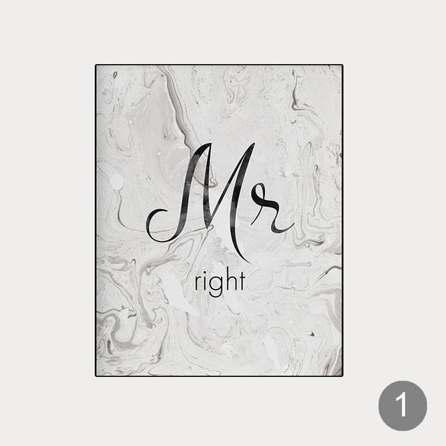 Minimalist Quote Wall Art Mr Rignt Paintings for Interior Canvas Posters and Prints for Living Room Frameless Art Picture Decor No Frame