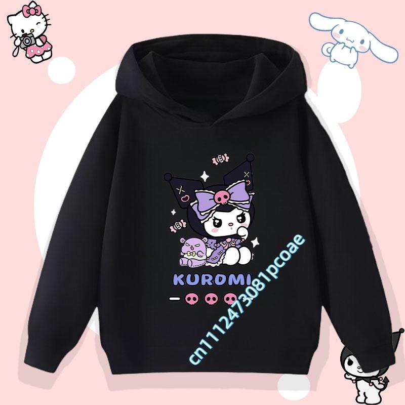 2026 New Kurumi Children's Hooded Sweatshirt Boys' Sport Shirt Girls' Casual Top Sanrio Cartoon Print Fall/Winter Pullover Shirt