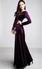 Platinum Liberty long perfect for parties and dance Velvet dress size V-neck, high-waisted, empire-waisted, maxi-length dress, halls. (purple, L).