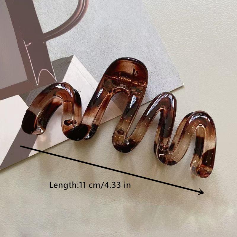 Damen Wellig Hochglänzend Bernsteinbraun 11cm/4.33in Großer Leichter Kunststoff Haarclip Elegantes Minimalistisches Haaraccessoire