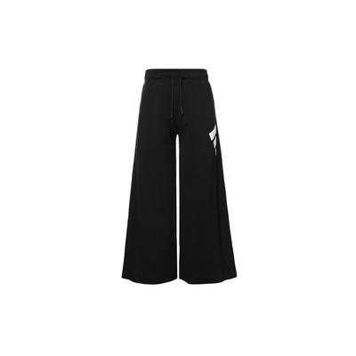 Mid-Waist Tie-Waist Wide Leg Track Pants Women Bottoms Black H57354