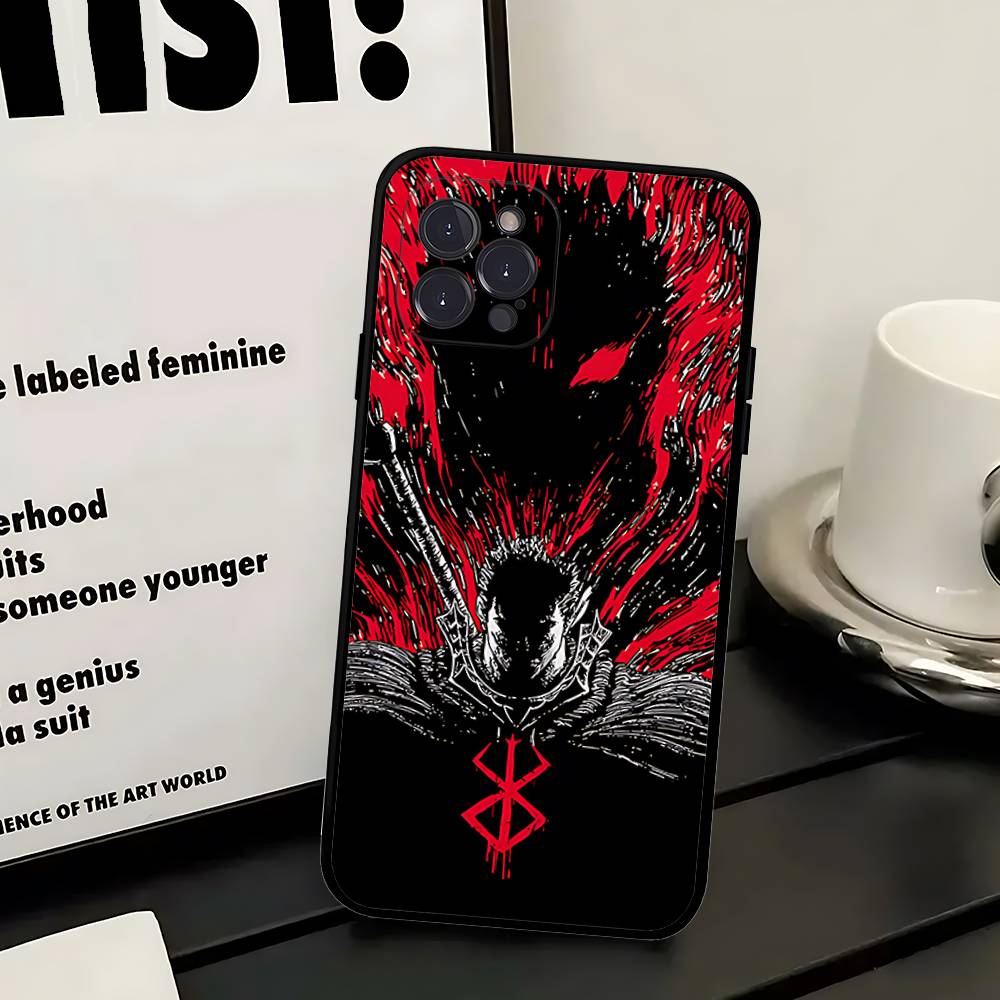 Anime Fashion Berserk Guts Phone Case For Iphone 17 16 15 16e 14 13 12 11 Pro Max Plus Case Cover Coque