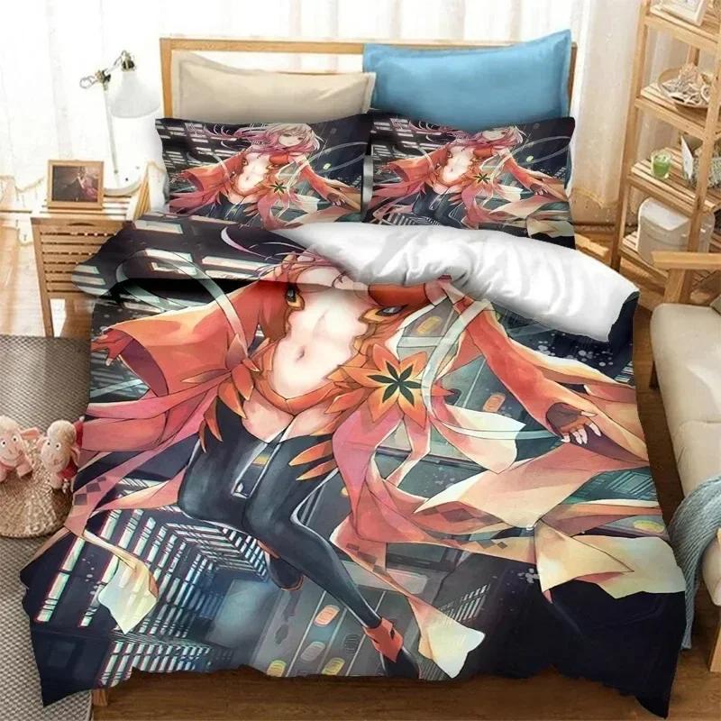Mode 3D-tryck Anime Guilty Crown Sängkläder Set Påslakan Örngott Tecknad Täcke Sängklädesset Hemtextilier