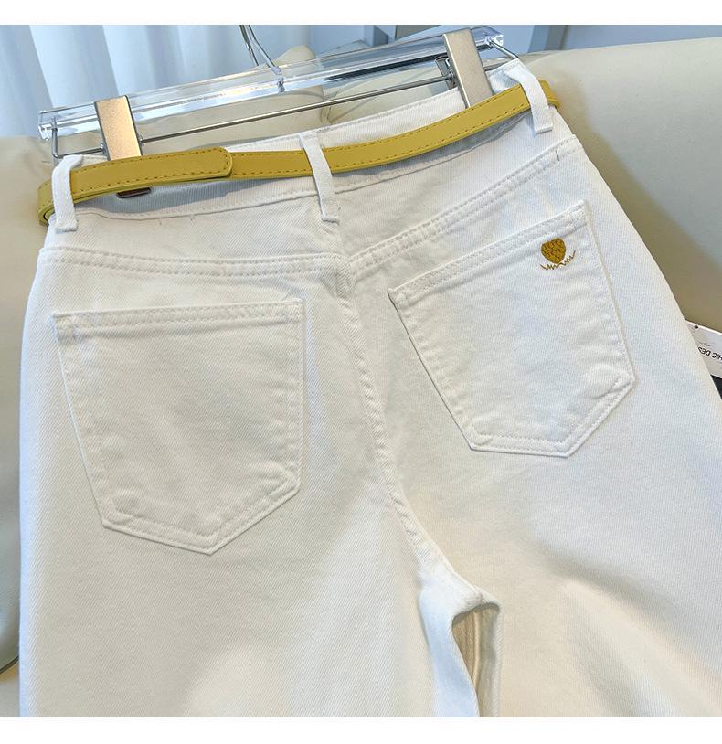 2025 Plus Size Women's Retro Light Denim Wide-Leg Pants: Slimming, Floor-Length Spring/Autumn