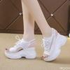 Woman Summer Sneakers Hollow Out Sandals Lace Up Fabric Sandal Outdoor Female Shoes Slope Heel Fish Mouth Women's Shoes Zapatos