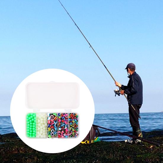 500Pcs Luminous Fishing Space Beans Box Glow-in-the-Dark Round Float Balls Stopper Rigging Beads Fishing Supplies