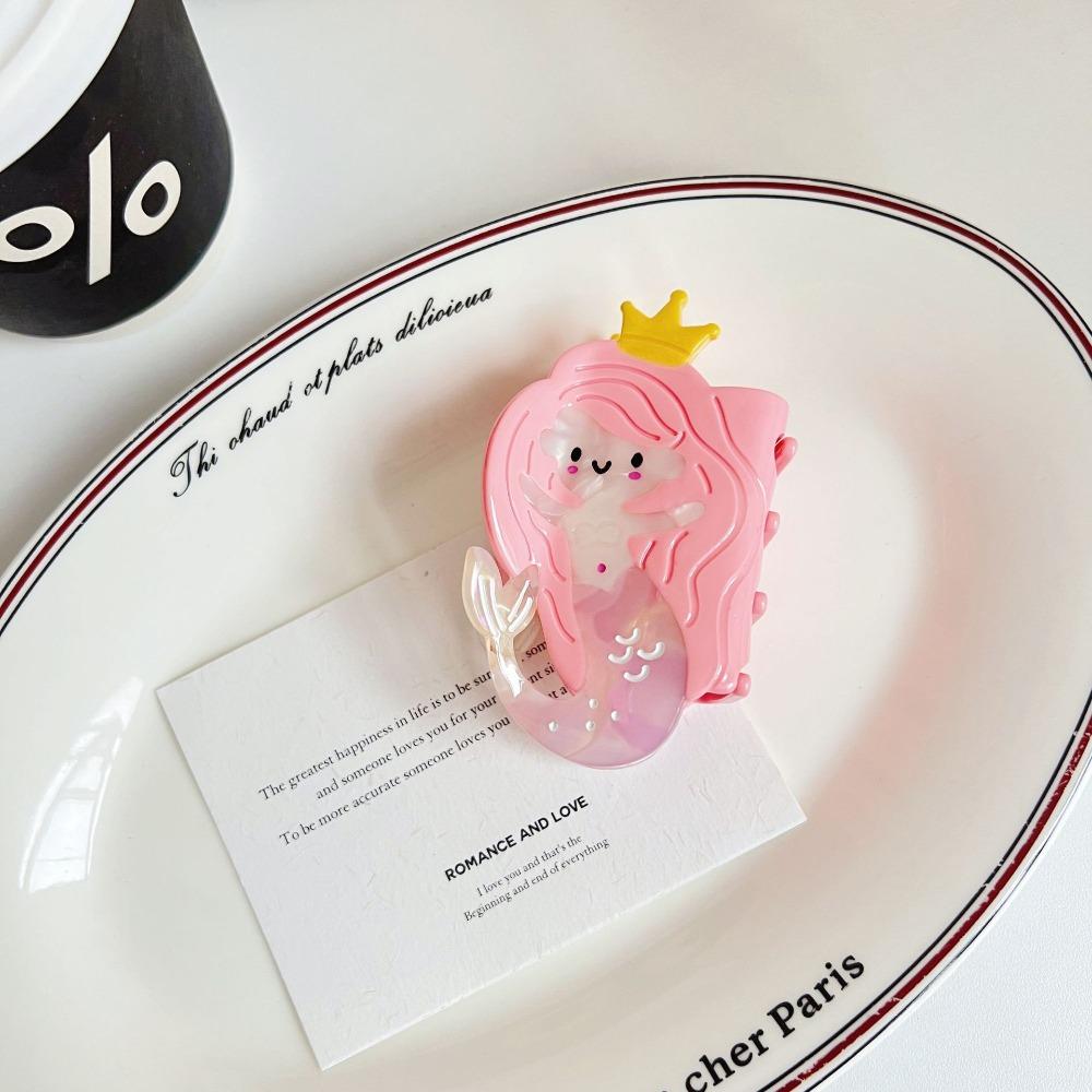 Geometry Creative Hair Claw Ponytail Clip Acetic Acid Shark Clip Cartoon Mermaid Hair Claw  Girls