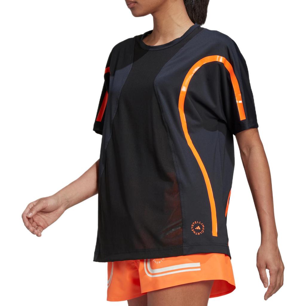 Adidas X Stella McCartney Loose Fit Round Neck Breathable Short Sleeve Sports Tee Women Tops Black HD9113