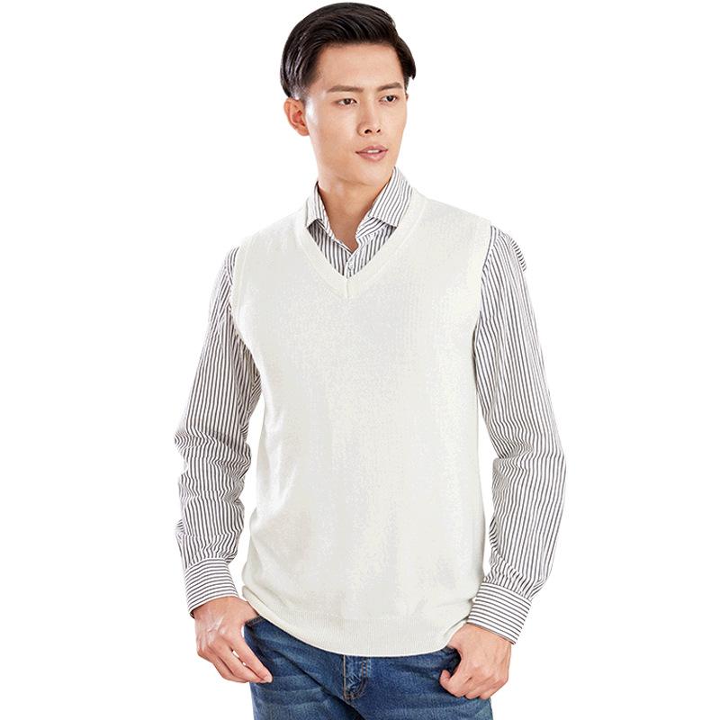 Men's Loose Fit Wool Crew Neck Sweater Vest - Sleeveless Pullover for Spring & Autumn