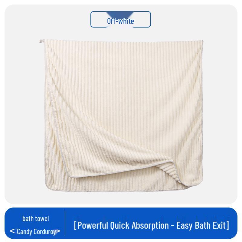 Women's Quick-Dry Candy Stripes Bath Towel - Pure Cotton, Thickened Coral Fleece, Absorbent & Large Size