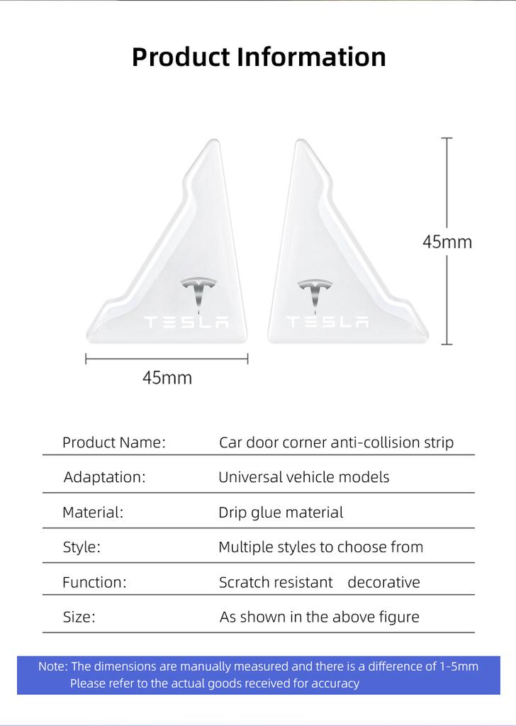 TKVLN1 4Pcs Car Door Silicone Buffer Sticker Anti Collision Scratch For Tesla Model-3 Model-S Model-X Model-Y Cybertruck Roadster