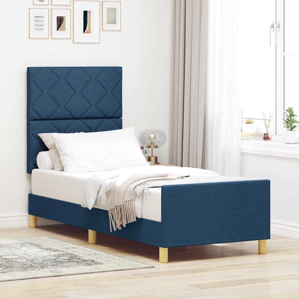 Bed Frame with Headboard Blue 80 x 200 cm Fabric