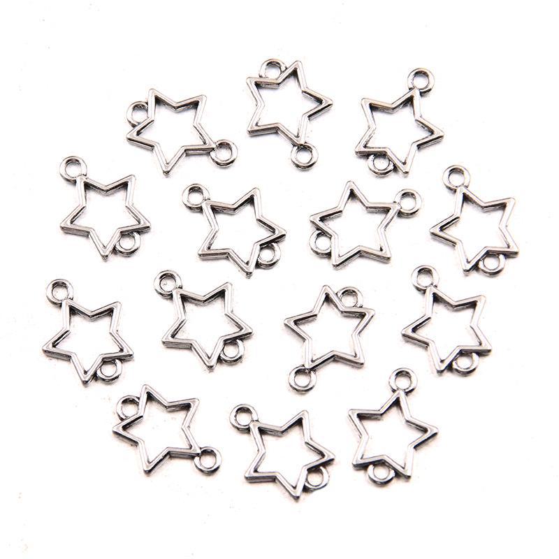 

12x15 мм сплав ретро полая звезда соединитель для самодельных украшений - доступен в 2 цветах античный серебряного