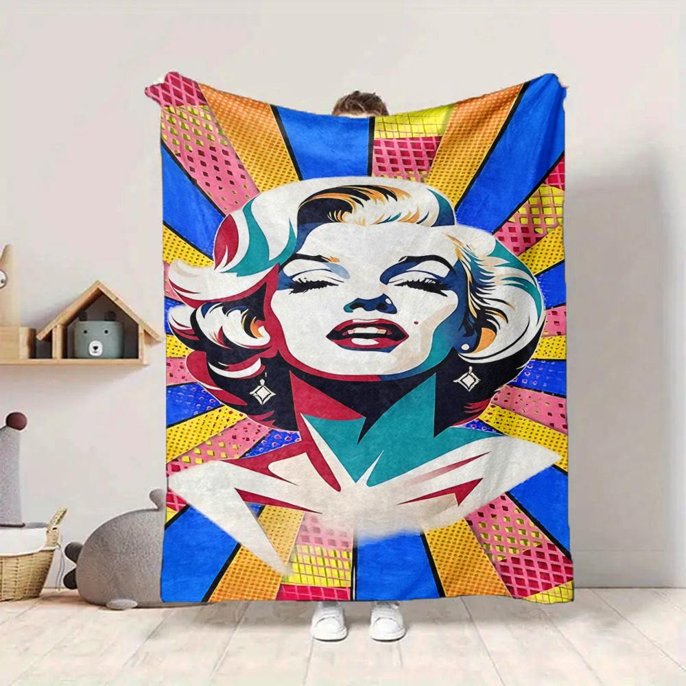 1pc Pop Art Marilyn Monroe Blanket Lightweight Flannel Blanket Throw Blanket For Sofa, Bed, Travel, Camping, Livingroom, Office, Couch