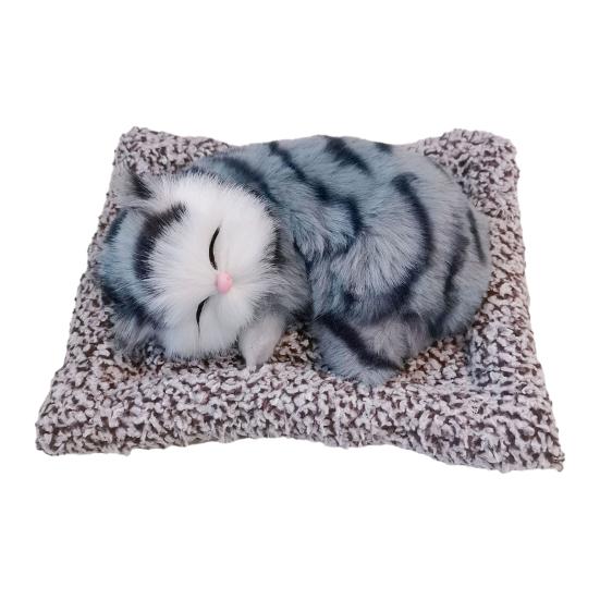 Sleeping Cat Plush Toy with Soft Faux Fur Bamboo Charcoal Bag Air Purifier Car Decor Realistic