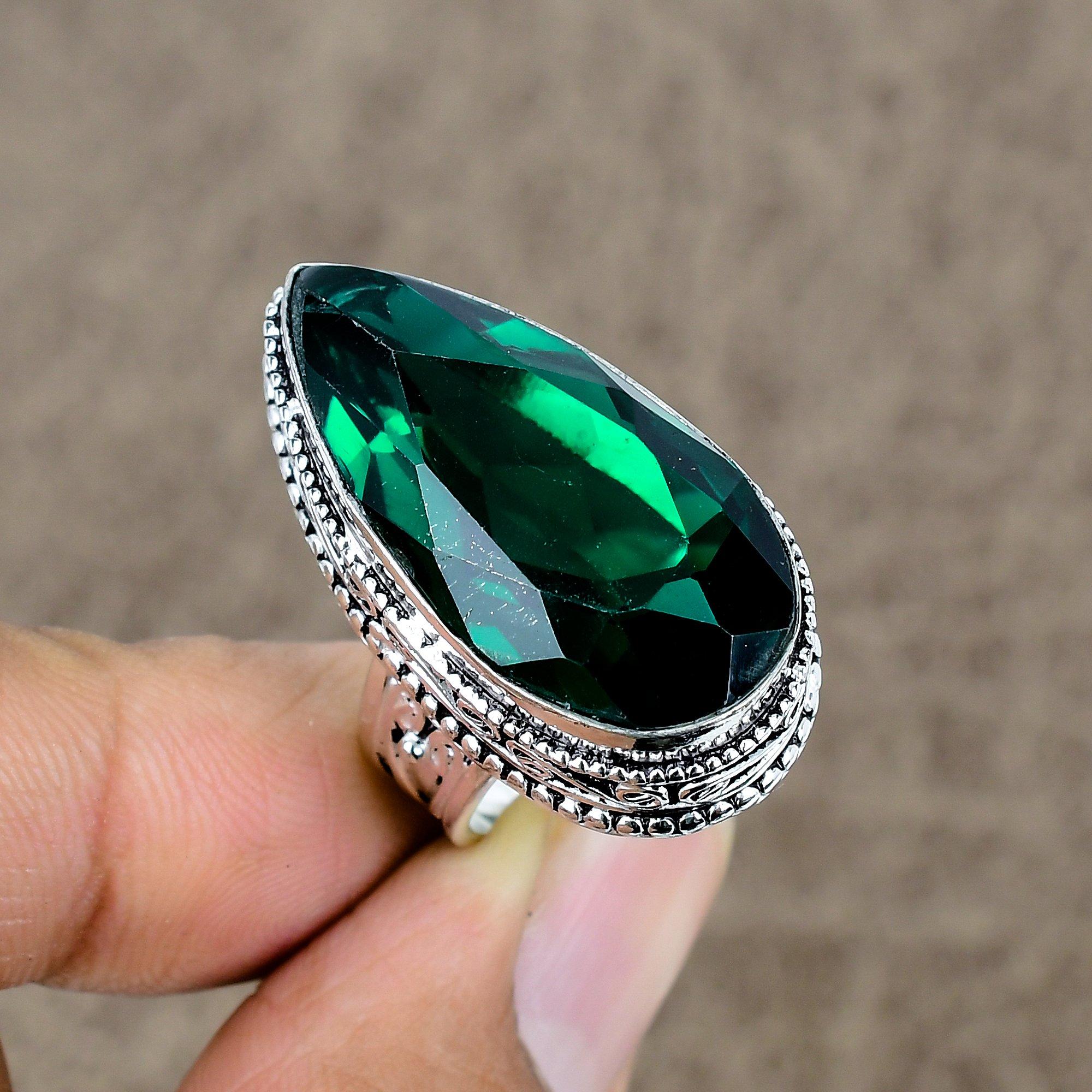 

Chrome Diopside Genstone Handmade 925 Sterling Silver Jewelry Ring Size 7 KKG-466