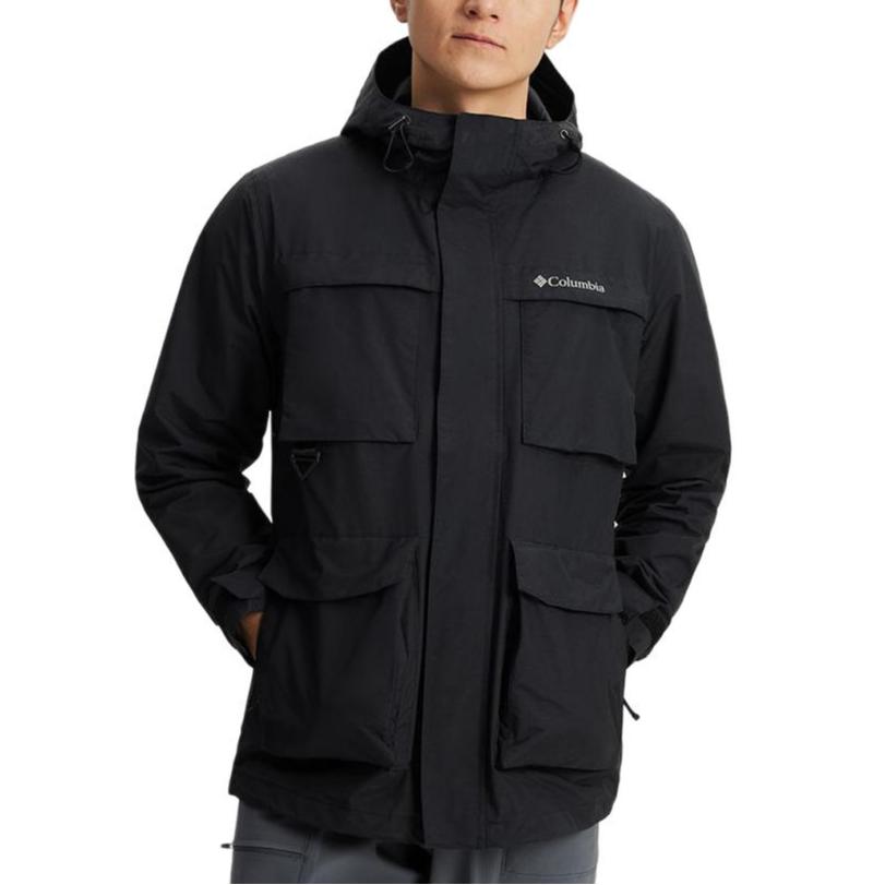 Columbia Solid Color Pocket Spliced Casual Hooded Lightweight Waterproof Windproof Jacket Men jackets Black WE2778-010