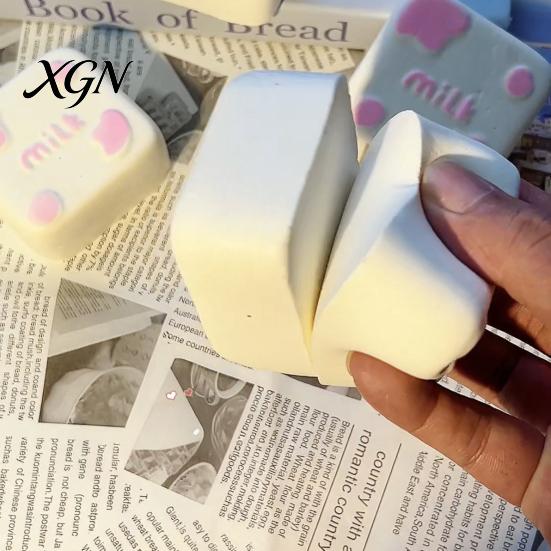 Milk Brick Squeeze Toy Fake Stress Relief Pudding Food Sensory Simulated Pinch Fidget Decompression Gadget