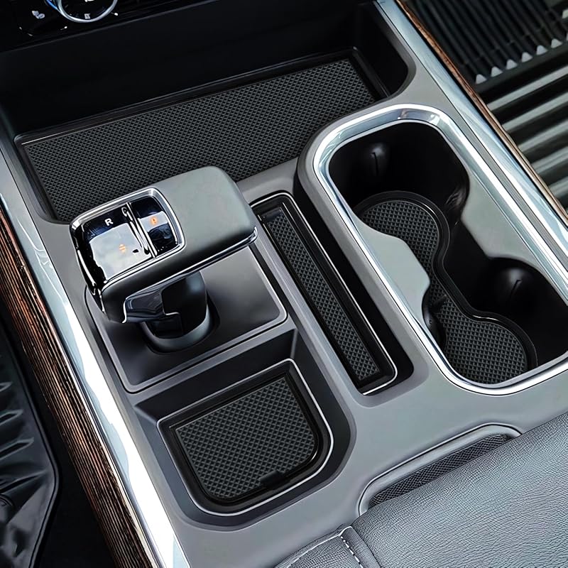 7Pcs Center Console Liners For  2024 2025 2026 Chevy Silverado/GMC Sierra 1500 &  Refreshed 1500 Models, Premium  Non-Slip Cup Holder Mats, Full