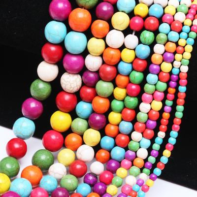 For Jewelry Making Mixed Color DIY Material 15-40Pcs Natural Stone Turquoise 4/6/8/10/12mm Necklace Round Handmade Bracelet Random Color Loose Beads