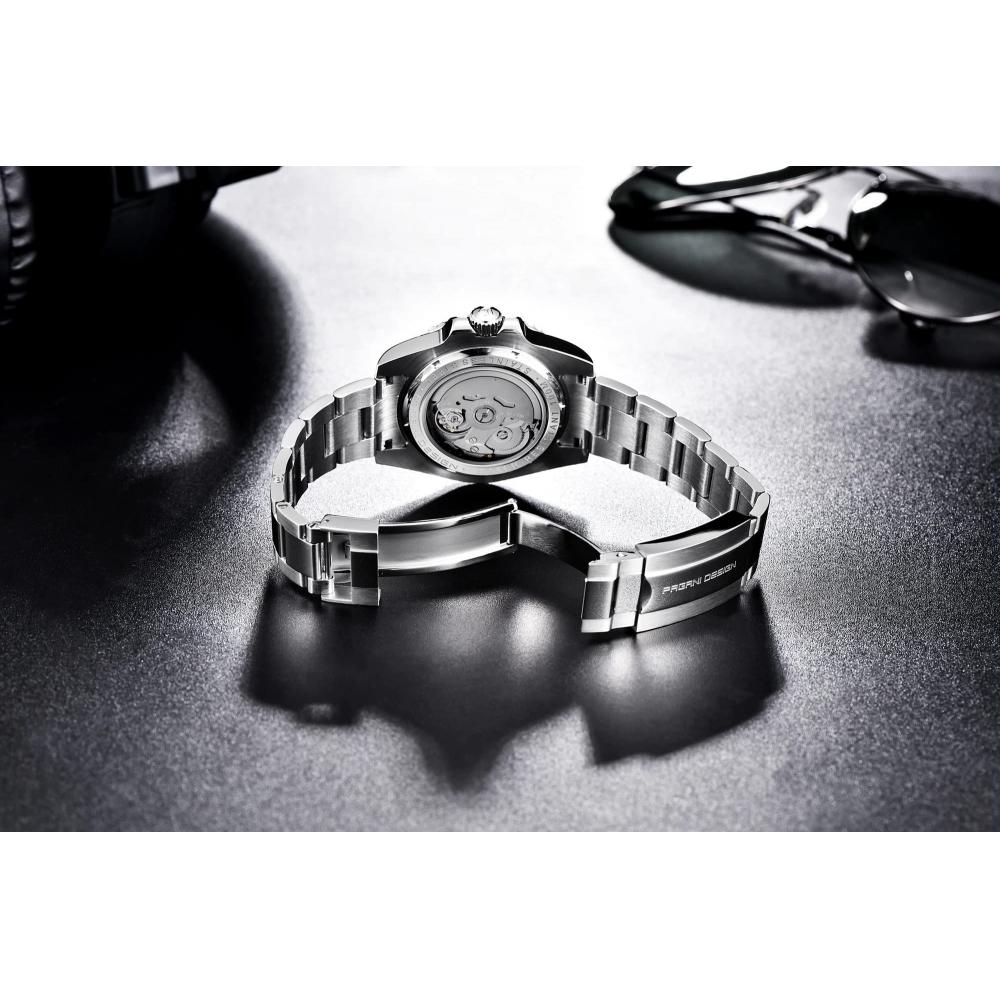 Orologio Automatico Pagani Design Uomo: Movimento NH35, Vetro Zaffiro, Cinturino In Gomma, Impermeabile