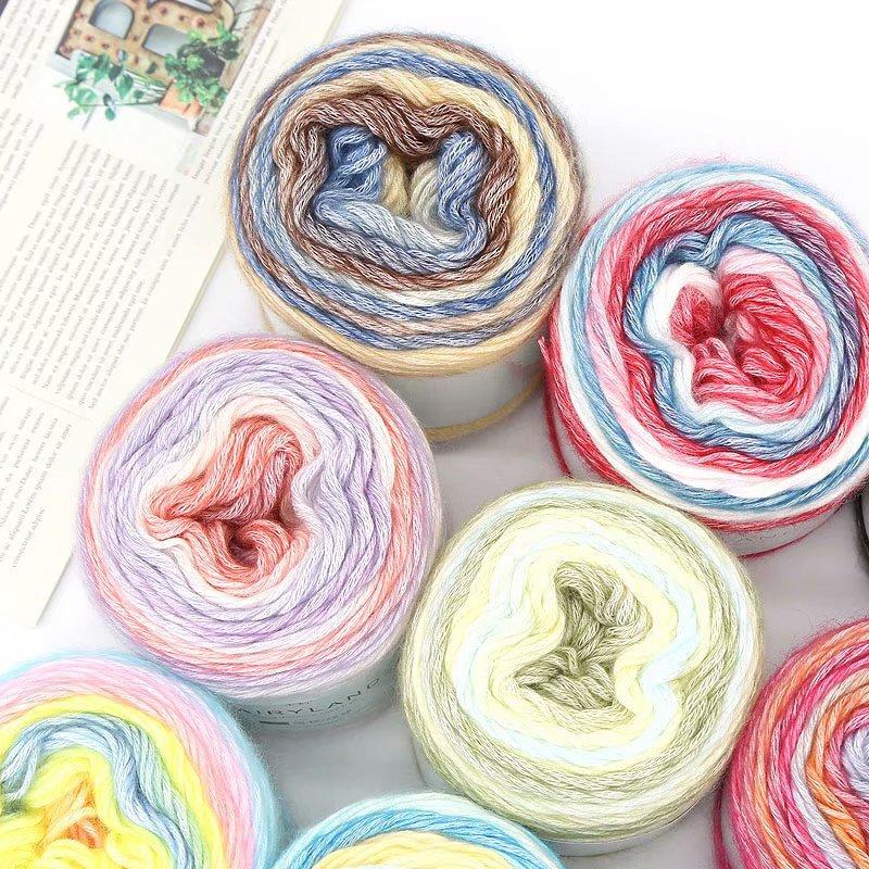 Cake Wool Segment Dyeing Gradual Change Baby Children'S Wool Cotton Thread Rainbow Thread Handwoven Shawl Scarf Sweater Special