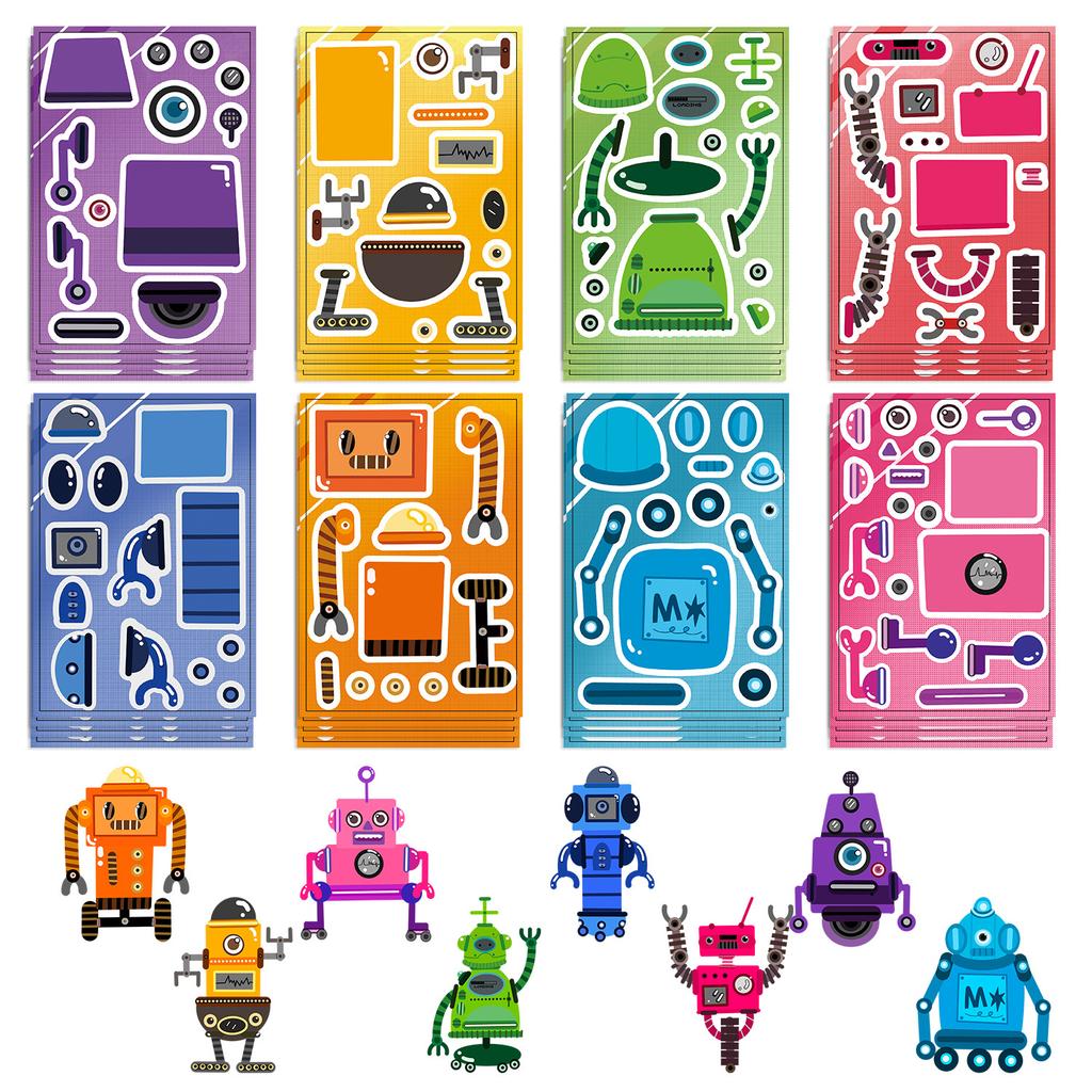 8 Cartoon Robots Make A Face Guka Sticker DIY Hand Account Small Card Mobile Phone Case Decoration Ins