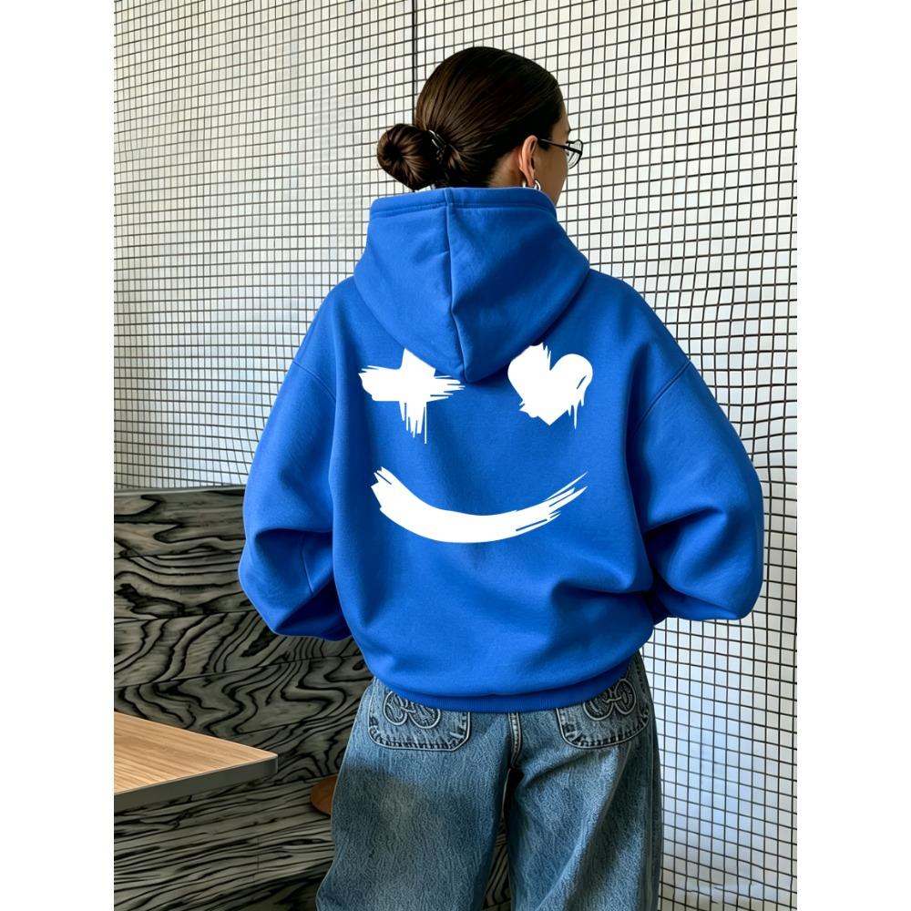 Creative Funny Faceprinting Loose Youth Tops Woman Y2K Casual Hoodies Hip Hop Crewneck Pullovers Comfortable Autumn Streetwear