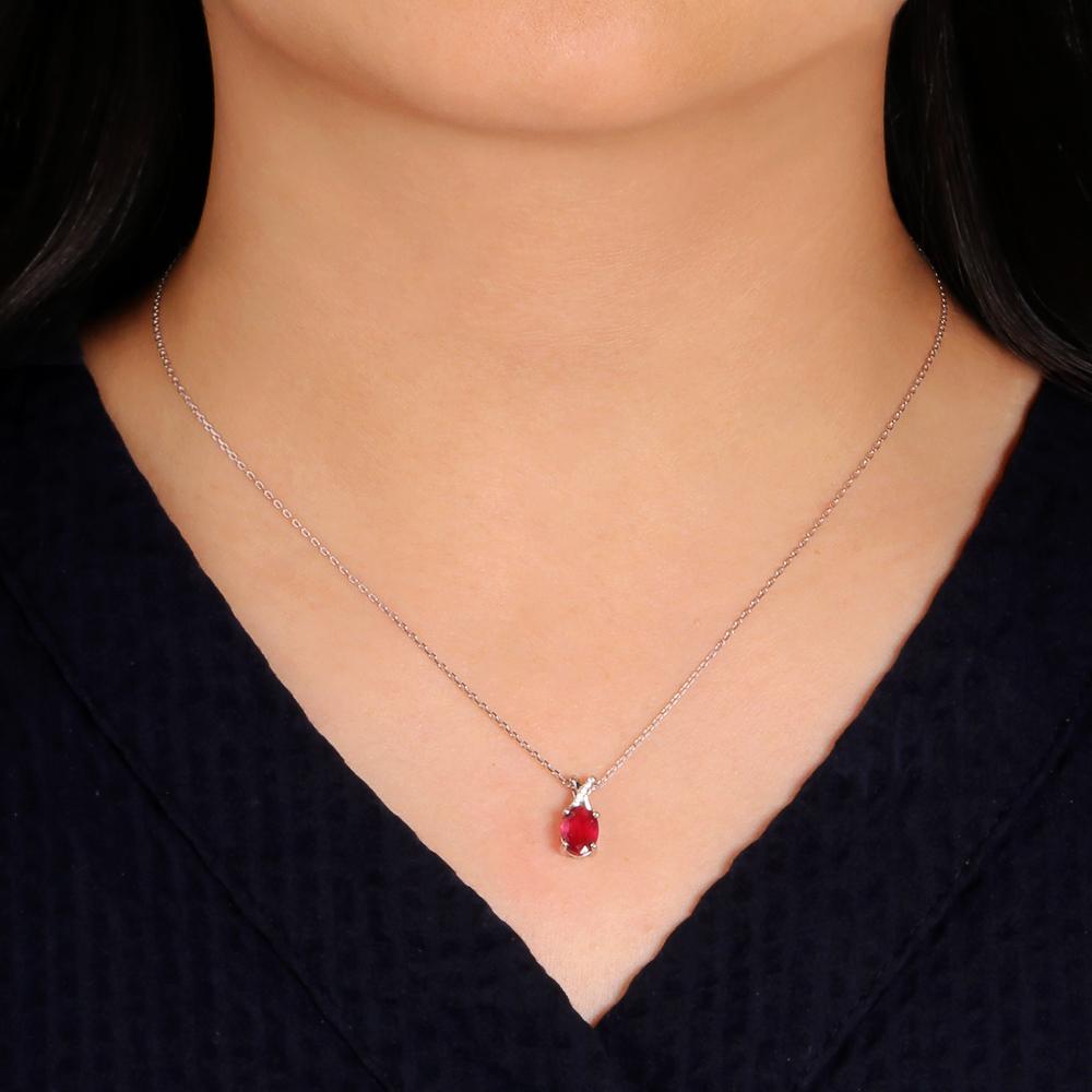 Pendentif En Rubis Naturel De 50 Carats Forme Poire - Certifié AGL, Serti Sur Argent 925 - Idéal Cadeau Anniversaire