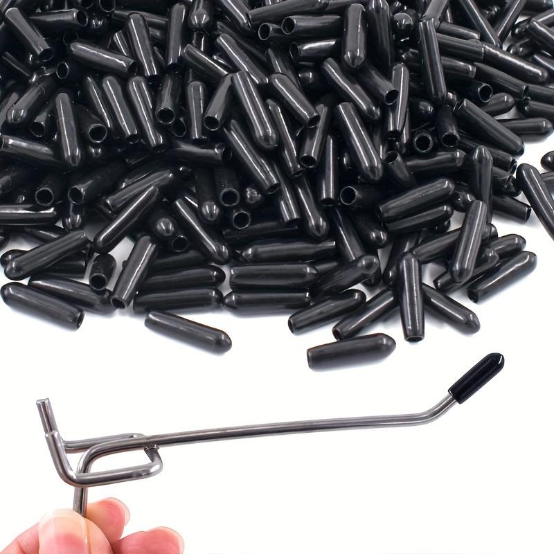 30pcs Contemporary Plastic Pegboard Hooks Protector with Wall Mount, Easy Install, Round Rubber End Caps Rack Cover 17mm Long - Black