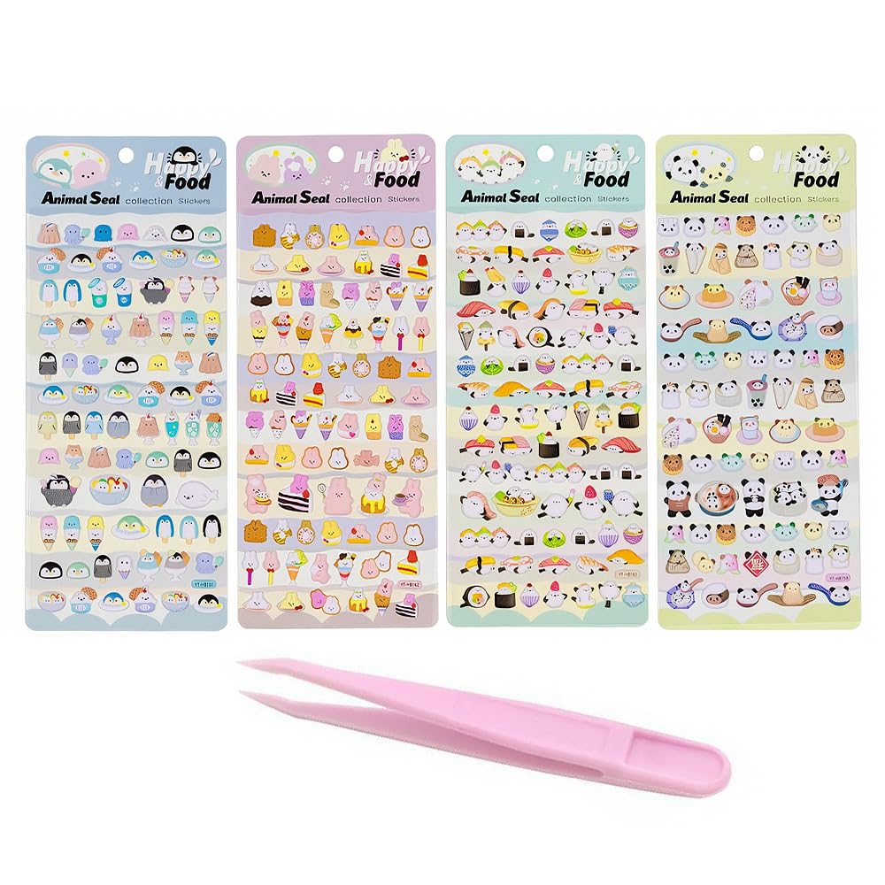 Набор из 4 3D рельефных наклеек с животными, милые и стильные, кролик, декоративные, награда, идеально для телефона и подарков, пинцет, кошка, щенок, панда,