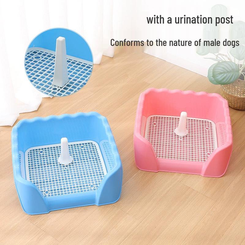 Wave Pattern Splash-Proof Dog Toilet: XL Tray with Anti-Slip Grid for Small & Medium Dogs